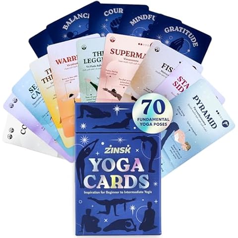 Zinsk Premium Yoga Deck - 70 Beautifully Illustrated 3x5” Yoga Cards with Instructions, Alignment Cues, & Modifications - Flash Cards for Learning Beginner & Intermediate Yoga Poses & Yoga Sequencing Cover