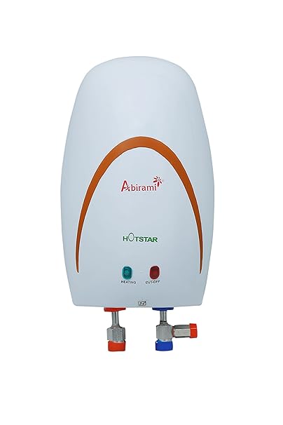 Abirami 1L 3kW Hot Star Electric instant water heater |1 liter of storage capacity, SHOCKPROOF, Italian design, faster heating, thermostat and cut-out & safety valve (1 Ltr) Mustard Color
