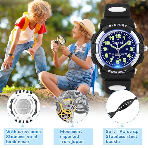 Image of Juboos Kids Watch Analog for Boys Girls, Childrens Waterproof Soft Strap Kids Time Teaching Quartz Wristwatch for Ages 5-15