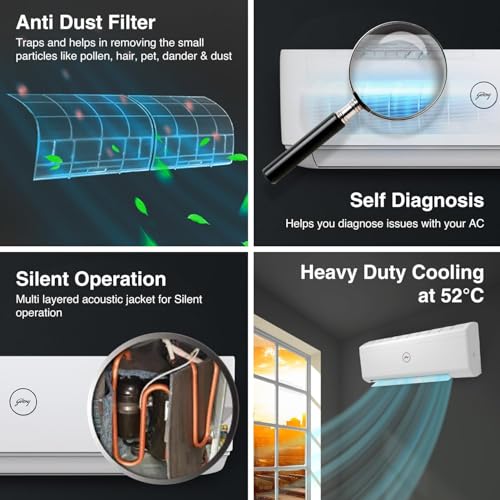 Image of Godrej 1.7 Ton 3 Star, 5 Years Comprehensive Warranty, 4-Way Air Swing Fixed Speed Split AC (Copper, Anti-Dust Filter, 2025 Model, SFC 20STC3-WYP, White)