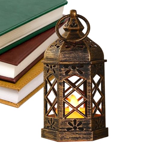 Kleine Deko Laterne - Antik Laterne mit flackernder LED Kerze,Retro...