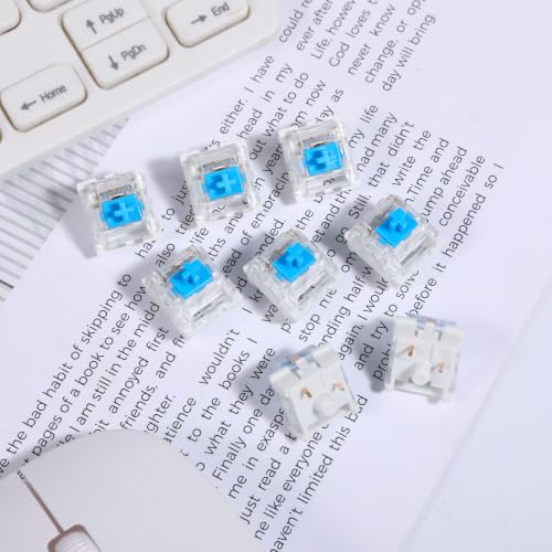 Image of 87 Pieces Blue Mechanical Keyboard Switches, 3 Pin Pre-Lubricated Clicky Key Switches, Dustproof and Waterproof Keyboard Accessories for Mechanical Gaming Keyboard