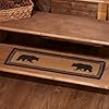 Vhc brands rustic lodge flooring wyatt bear jute latex backing stenciled nature print rectangle bedding accessory stair tread rect 85×27 crimson red  urban country home decor