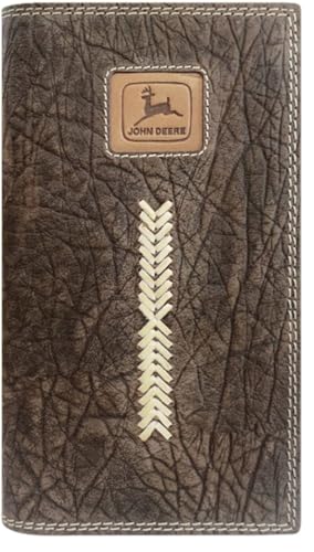 John Deere Genuine Leather Checkbook Wallet Rawhide Leather Lacing