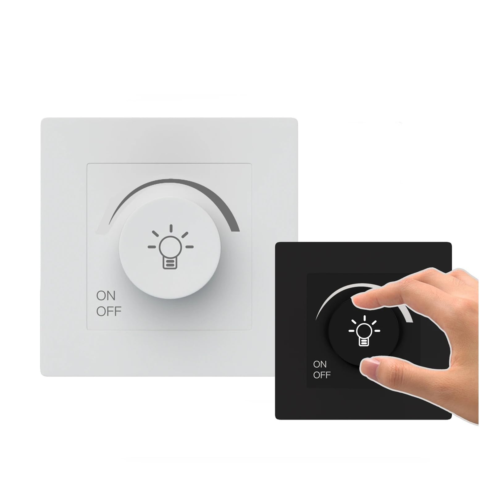 Variatore di luce standard con pulsante rotante, dimmer regolabile in luminosità, alloggiamento in plastica. (Dimmer Socket White)