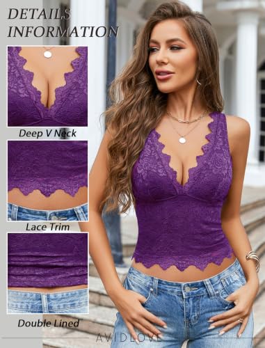 Image of Avidlove Lace Tank Tops for Women Summer Going Out Tops Y2k Sexy Lace Top