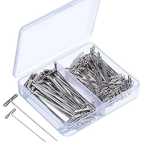 150 Pieces 2 Inch&1.25 Inch T Pins for Blocking Knitting Modelling and Crafts Holding Wigs Hair Extensions Wig Making Cover