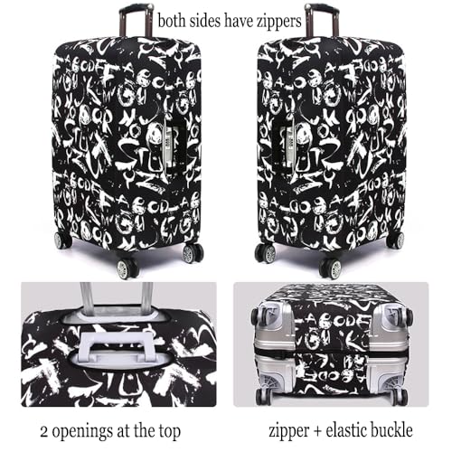 Fit 18-32 Inch Suitcase Covers, Luggage Covers For Suitcase, Thicker Elastic Washable Suitcase Cover Protector, Travel Accessories (Alphabetical Graffiti, S(18-21inch suitcase))2