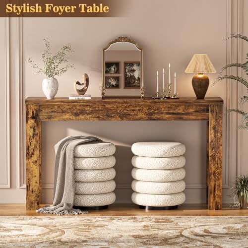 Image of Armocity Console Table, 47 inch Farmhouse Wood Entryway Table, Sofa Tables Narrow Long Behind Couch, Entry Table for Entrance, Hallway, Living Room, Rustic Brown