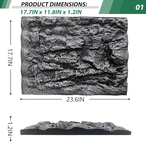 Image of 23.6x17.7in Rock Terrarium Background,3D Reptile Tank Background Board,Amphibian Stereo Backdrop Wall,Lizard Snake Gecko Spider Turtle Fish pet silo Background Decorative Panel(Grey)