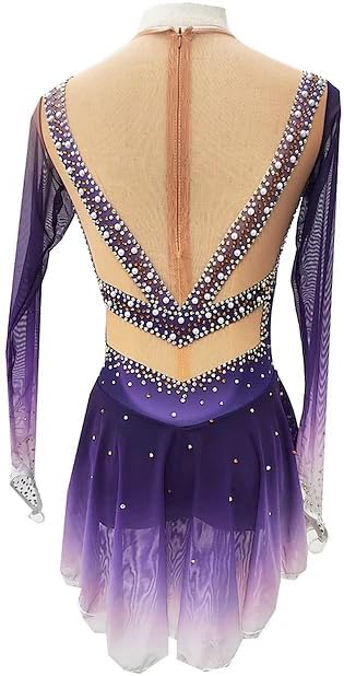 Women's Girls' Figure Skating Dress Professional Competition Ice Roller Skating Skirt Purple Halo Dyeing