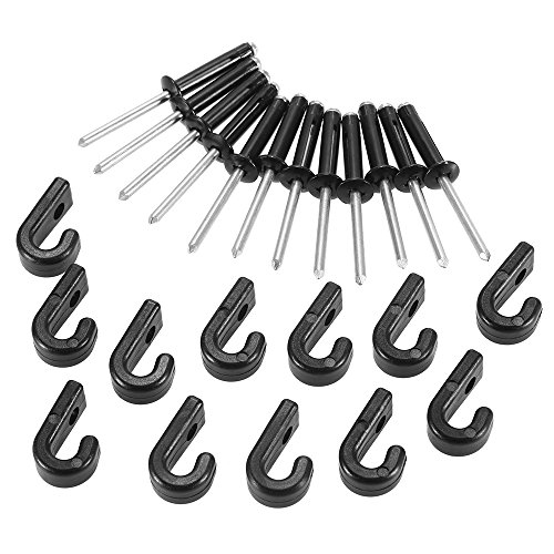 ACAGALA 12PCS J Hooks Lashing Hooks Bungee Hooks with 12 Rivets for Kayak Canoe Paddle Board Accessories