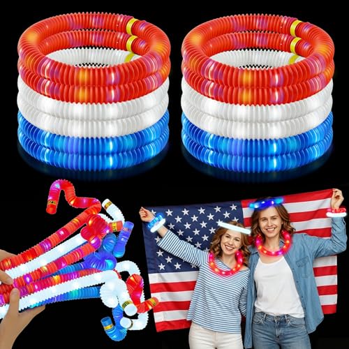 Colliers et bracelets phosphorescents patriotiques : cadeaux invités 4 Juillet
