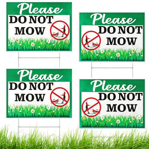 cobee 4 Pack Double Side Please Do Not Mow Sign