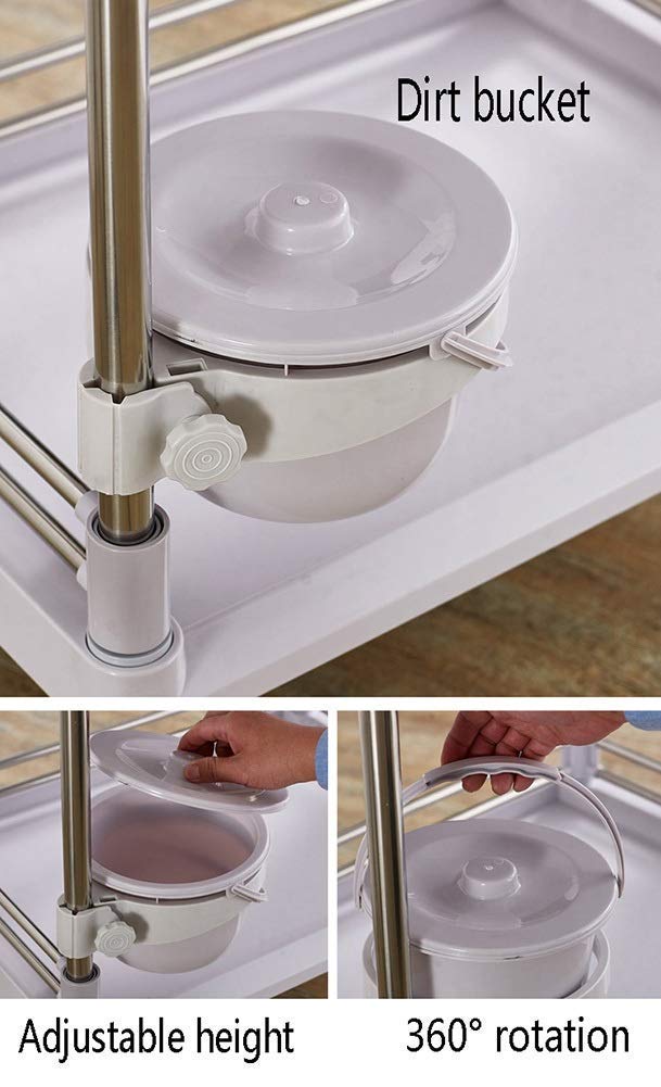 Carretilla de Mano móvil para el hogar, Carrito para Equipo de Laboratorio con 2 cajones de ABS, 2 estantes para SPA de Belleza Dental con Ruedas silenciosas(Beige-73X53X90Cm)