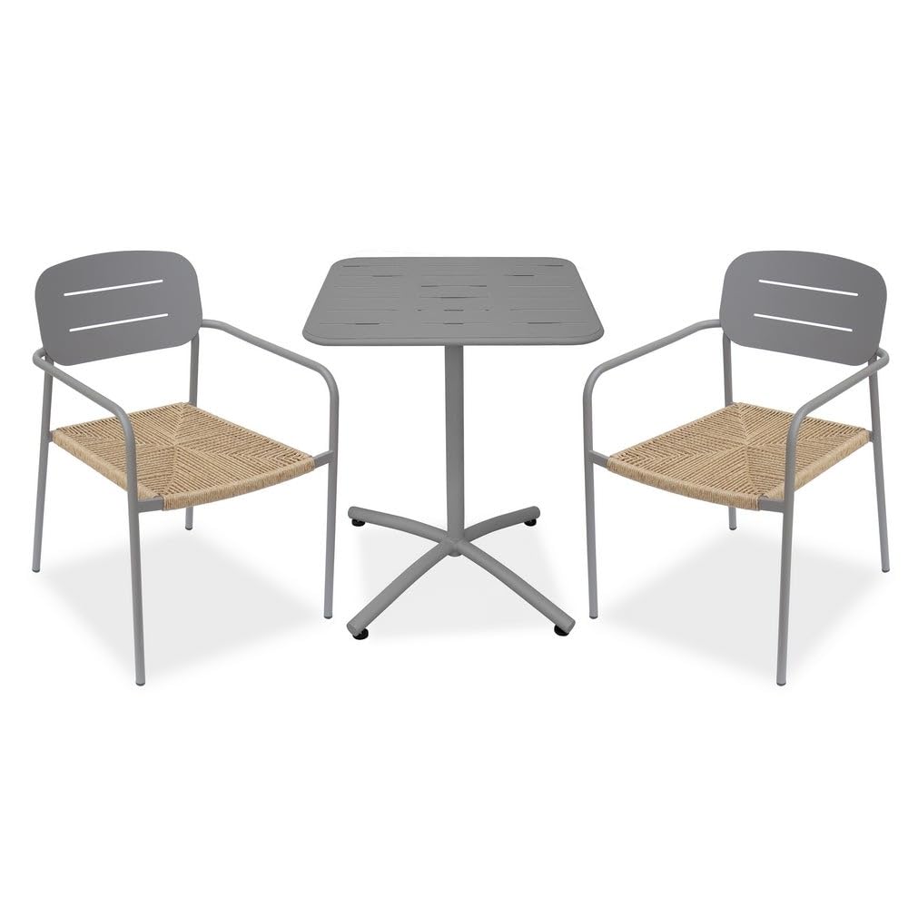 LOLAhome Mesa jardín Pankow laminada diseño Bar con pie de Pedestal de Metal Gris de 60x72 cm