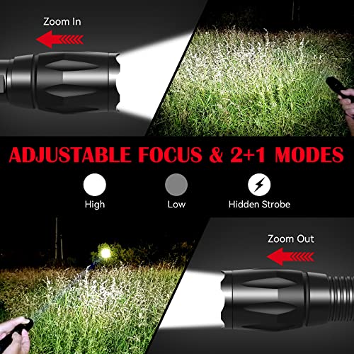 ULTRAFIRE 2 Pack Tactical Torch with Holster, 1200 Lumens Zoomable Bright LED Torch - Image 2