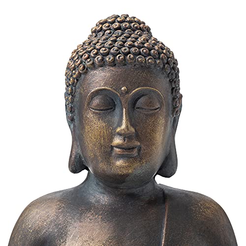 Glitzhome Mgo Meditating Buddha Statue, 19 Inch Tall, Bronze #TOP3