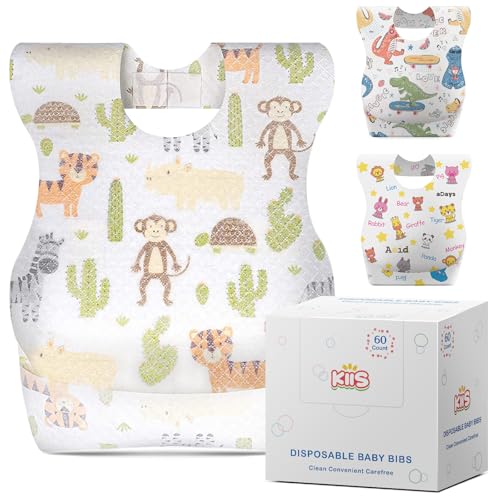 Image of KIIS Disposable Baby Bibs for Baby Boys and Girls - Individually Packaged - Hygienic, Soft and Leakproof (20 PCS / 60 PCS)