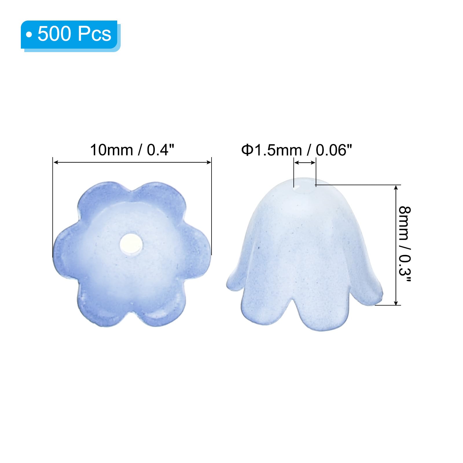 PATIKIL 500Pcs 10x8x1.5mm Frosted Flower Beads, Acrylic Flower Bead Caps for Bracelets Earrings, Necklaces - Image 2