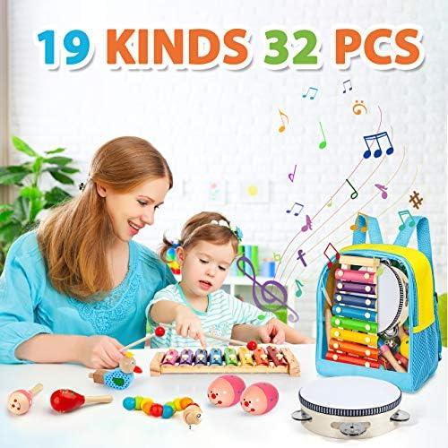 Toddler Musical Instruments, 32PCS 19 Types Wooden Percussion Instruments Toys for Baby Kids 8 518mv3Ww9mL. AC