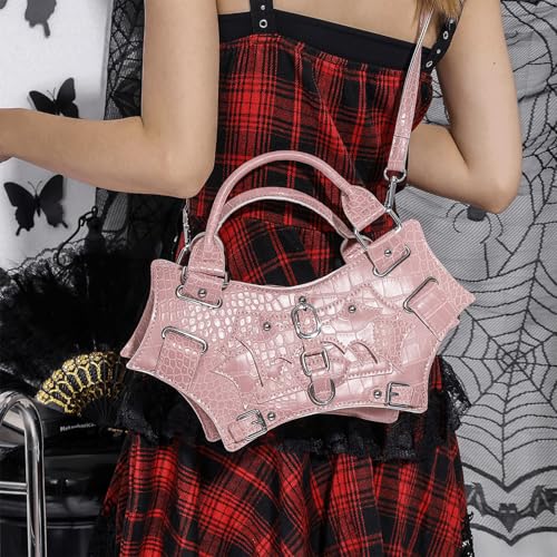 Halloween Purses for Women Y2K Punk Studded Bat Shoulder Bags Strap Novelty Stylish Festival Top Handle Handbag4