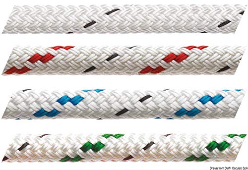Bout blanc Marlow Doublebraid avec témoin bleu de 8 mm pour drisse et écoute de voilier