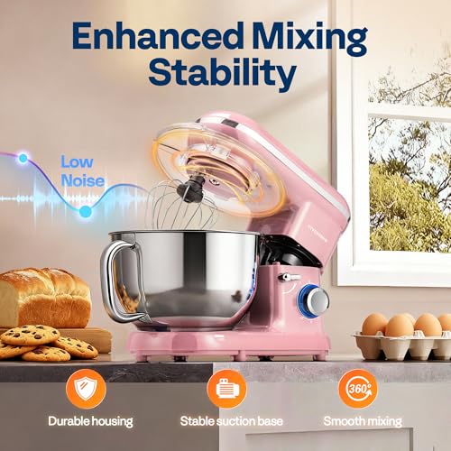 Image of VIVOHOME Stand Mixer, 6-Quart Tilt-Head Kitchen Mixer with Bowl, Pink