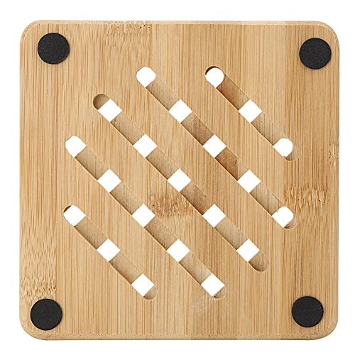 Tapete de Mesa de 4 Peças Tapete de Isolamento de Bambu Anti Escaldante Trompete Antiderrapante Resi