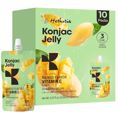 Hethstia Mango Konjac Jelly Drinkable Pouches, 0 Sugar, Keto