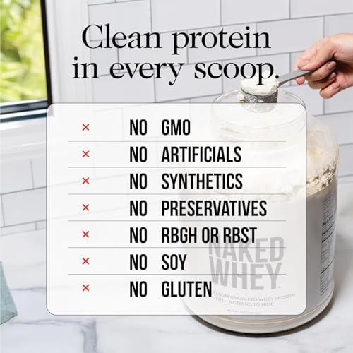 Image of NAKED Whey 5LB 100% Grass Fed Unflavored Whey Protein Powder - Only 1 Ingredient, NSF Certified, Undenatured, Gluten Free, Soy Free, Promote Muscle Growth and Recovery - 76 Servings (Pack of 2)