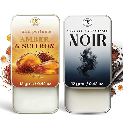 Image of Dr.Mashur Solid Perfume |Amber & Saffron&Noir Alcohol Free Wax Perfume Balm, Long Lasting | Pocket Tin 12g, Pack Of 2| Non Greasy Smooth Glide, Travel Friendly Unisex Gifts He Or Her