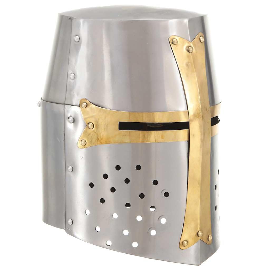 Genérico Réplica Casco de Caballero Cruzado Medieval Larp Acero Plateado,Arte y Ocio,Hobbies y Artes Creativas,Coleccionables,Armas coleccionables,Multicolor,2.24 kg,286206