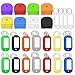 FineGood - 64 etiquetas para tapas de llaves, 32 identificadores de silicona para tapa de llaves con 32 etiquetas para llaves, ventana de etiqueta de anillo dividido para bolsa de equipaje