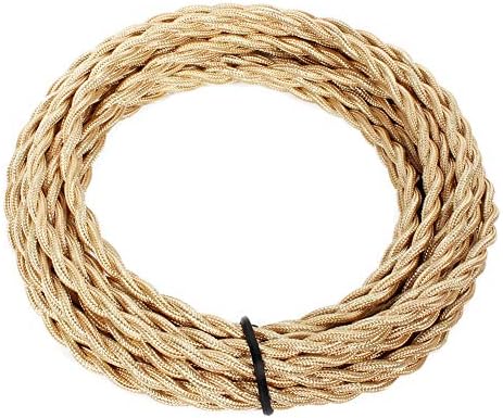 25ft Fabric Cloth Covered Lamp Twisted Wire,PRUNLLA Vintage 18/2 Industrial Electrical Cord,18-Gauge Antique Style for Retro Lamp,DIY Projects(Beige)