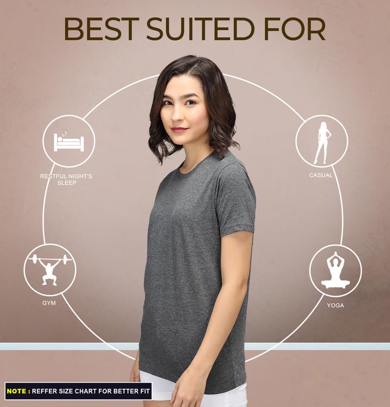 Image of Sleepynuts Women Boyfriend Plain Round Neck Half Sleeve T-Shirt