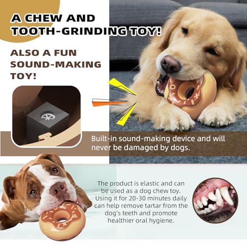 MMSGA Squeaky Donut Dog Toy for Aggressive Chewers,Doughnut shaped dog chewing toy with a creamy aroma,for Aggressive Chewers Medium Large Breed,Indoor and Outdoor Toys for Dogs (Coffee) - Image 4