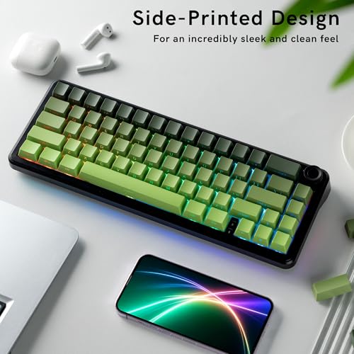 Image of dagaladoo Shine Through keycaps Set,Double Shot PBT keycaps Gradient | Side Print keyboard keycaps,OEM Profile custom Key caps for Mechanical Keyboards 60% 65% 75% 100% TKL Layout,Matcha Green