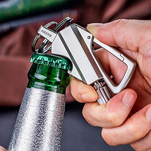 Aikenr Matchstick Fire Starter Keychain Bottle Opener, Permanent Metal Match Waterproof Flint Fire Starter, Kerosene Refillable Lighter For Hiking Camping #TOP3
