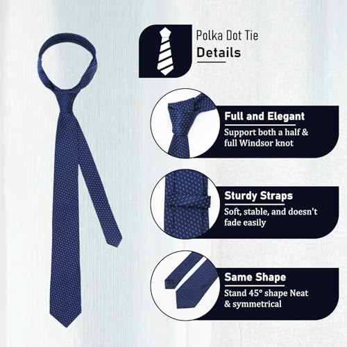 Image of Polka Dot Tie for Mem, Classic 57 inch Mens Ties Patterned Formal Men's Necktie for Business Party Wedding Shirt Tuxedo