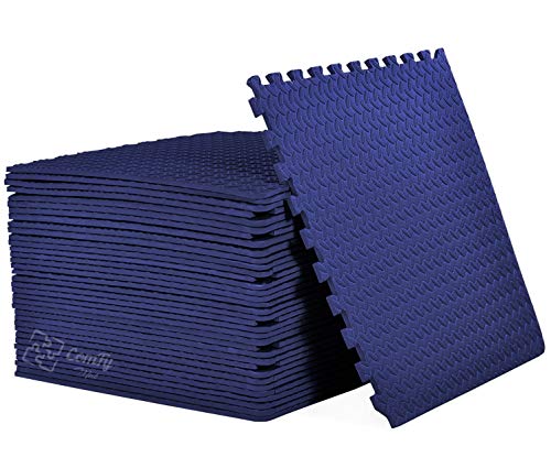 ComFy Mat Puzzle Exercise Mat, EVA Foam Interlocking Tiles, Protective Flooring for Gym & Workouts, 10mm thick Navy 8 Tiles (32 Square feet)