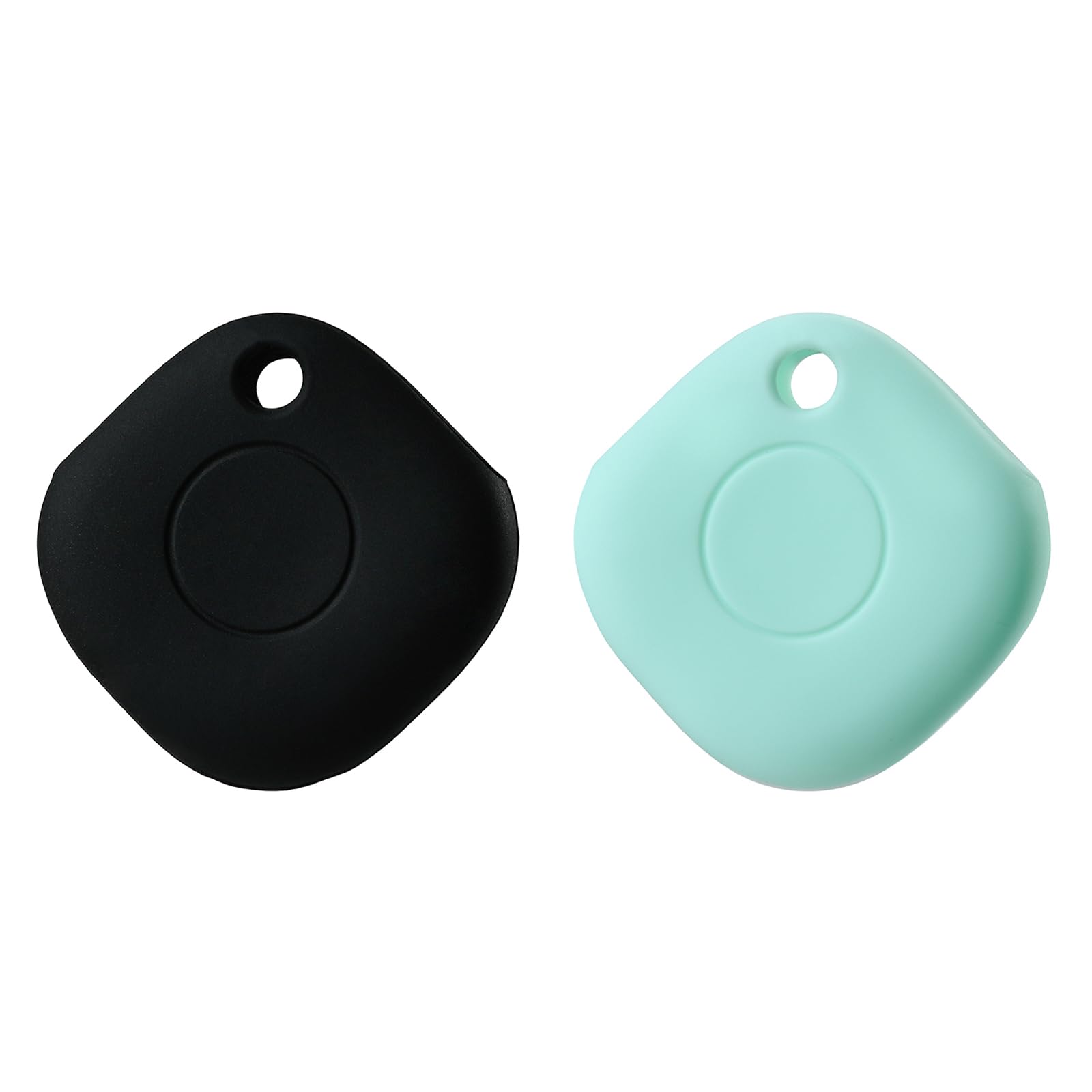 Silicone Case for Galaxy SmartTag with Keychains, 2 Pack Anti-Scratch Protective Cover with Carabiner (Black/Mint Green)
