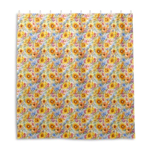 Rideau de douche imperméable tournesol en polyester lavable 168x183 cm - 2