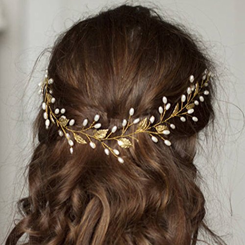 Artio Wedding Hair Vine Accessory Bridal Headpiece for Bride and Bridesmaids (Gold)