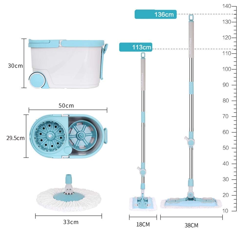Family Essential Mop Rotante in Microfibra Spin Mop, Sistema di Pulizia del Pavimento con Secchio (A)