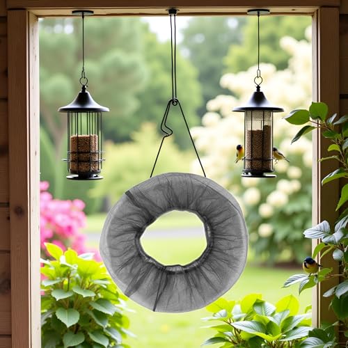 Image of Black Bird Cage Seed Catcher Guard Parrots Mesh Net Cover Stretchy Soft Airy Fitting Skirt for Indoor Outdoor Feeders Bird Seed Catcher Net Large for Indoor Feeders Birdcage Cover Mesh Skirt