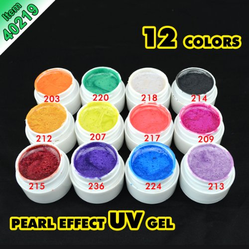 HotEnergy Pearl Effect UV Gel for UV Nail Art Tips Extension Professional Nail Art UV Gel 12/18/24/30 Pot (12 colors)