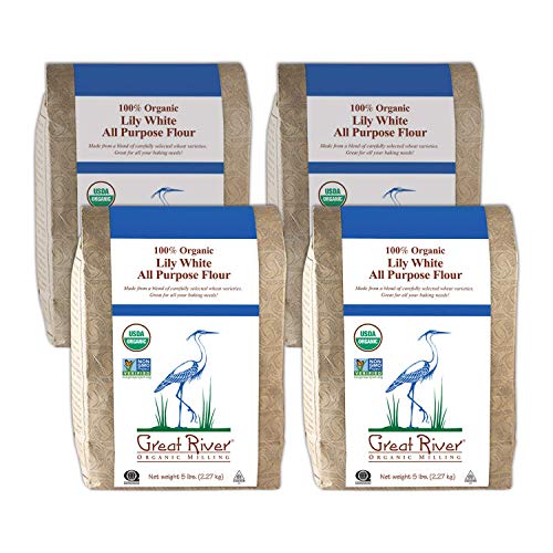 Great River Organic Milling, Lily White Flour, Bread Flour, All-Purpose, Organic, 5 Pounds (Pack of 4)