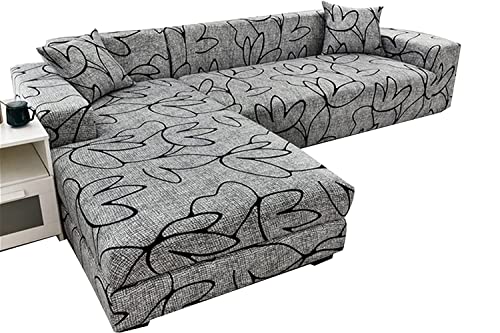 PENGMAI Housse de canapé d'angle Extensible en Forme de L ,1/2/3/4 Places Couverture de Canapé Polyester Élastique Protege de Meubles ,Revêtement de Canapé avec Rouleaux de Mousse antidérapante