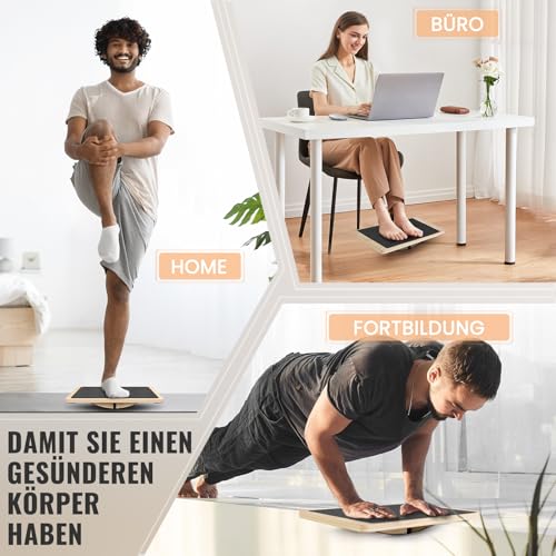 Woodure Balance Board 360°Professional Wobble Board für Erwachsene Anti-Rutsch 350LBS Balance Boards für physikalische Therapie Stehpult Kern Stärke hölzerne Balance Board Rocker Board